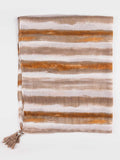 Striped fabric with brown and white colors on a white background