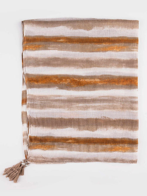 Striped fabric with brown and white colors on a white background