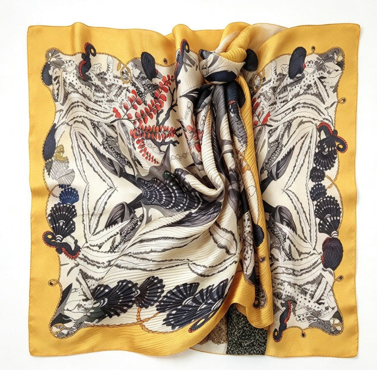 Rêverie Marine Silk Pleated Shawl